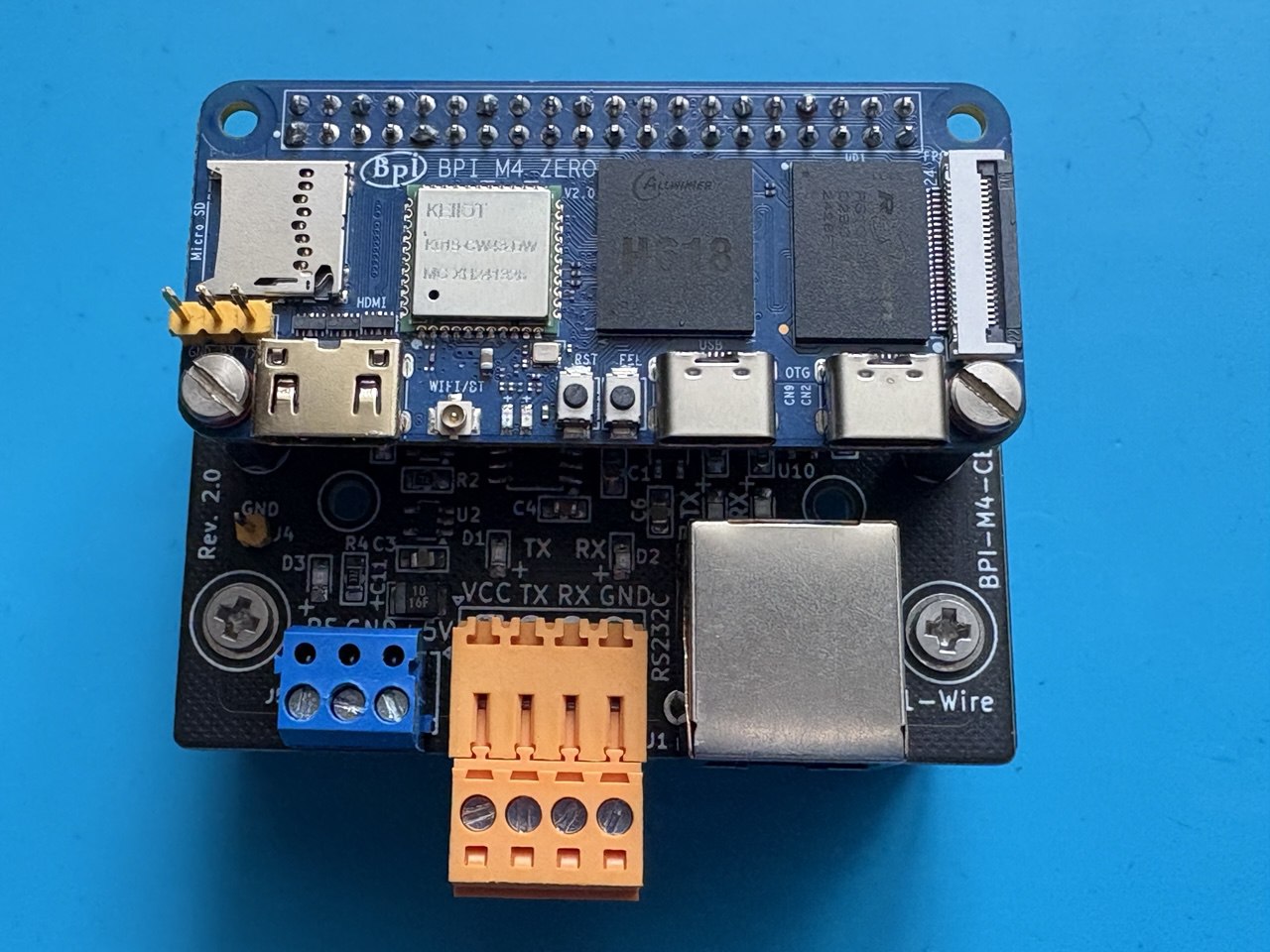 Несущая плата  /CarrierBoard/ для SBC Bpi-M4-Zero/Orange pi Zero 2W.